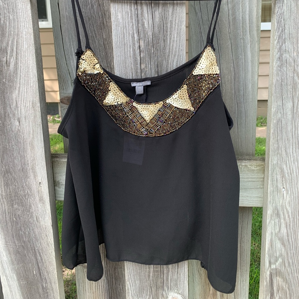 FREE WITH ANY PURCHASE - Black and gold sequin blouse